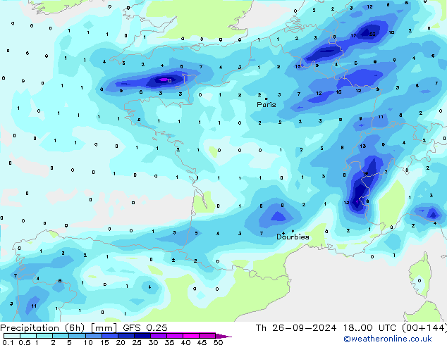 Z500/Regen(+SLP)/Z850 GFS 0.25 do 26.09.2024 00 UTC