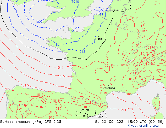 GFS 0.25: Вс 22.09.2024 18 UTC