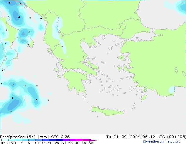 Z500/Yağmur (+YB)/Z850 GFS 0.25 Sa 24.09.2024 12 UTC