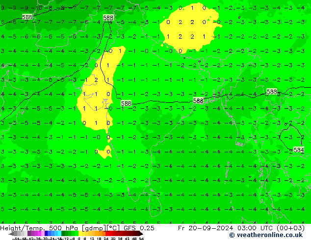 Height/Temp. 500 hPa GFS 0.25 Fr 20.09.2024 03 UTC