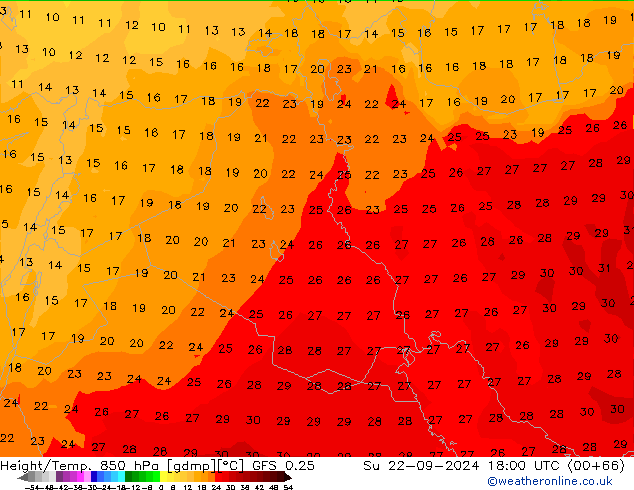 Z500/Regen(+SLP)/Z850 GFS 0.25 zo 22.09.2024 18 UTC