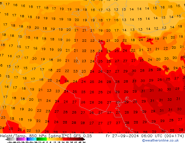 Z500/Rain (+SLP)/Z850 GFS 0.25 Fr 27.09.2024 06 UTC