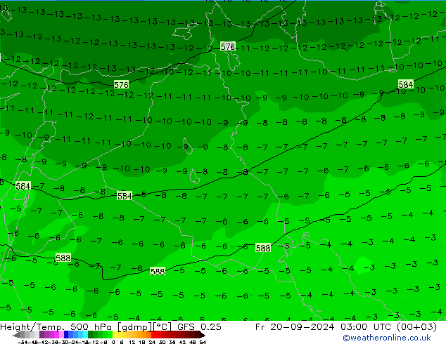 Z500/Rain (+SLP)/Z850 GFS 0.25 Sex 20.09.2024 03 UTC