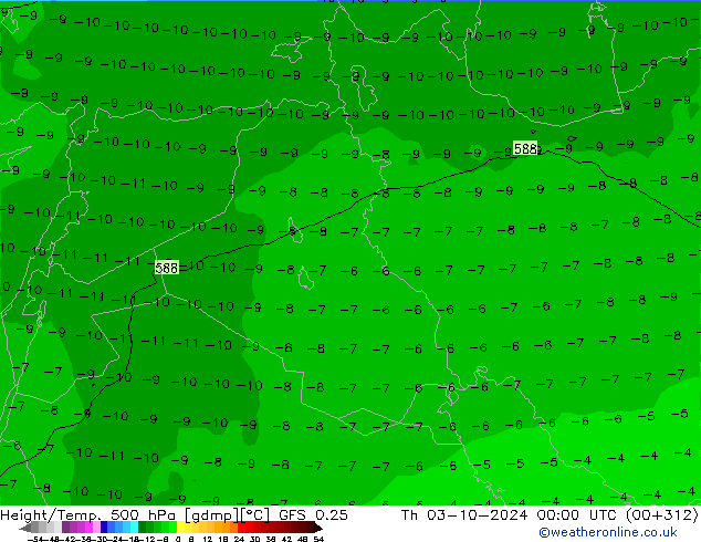 Z500/Rain (+SLP)/Z850 GFS 0.25 Qui 03.10.2024 00 UTC