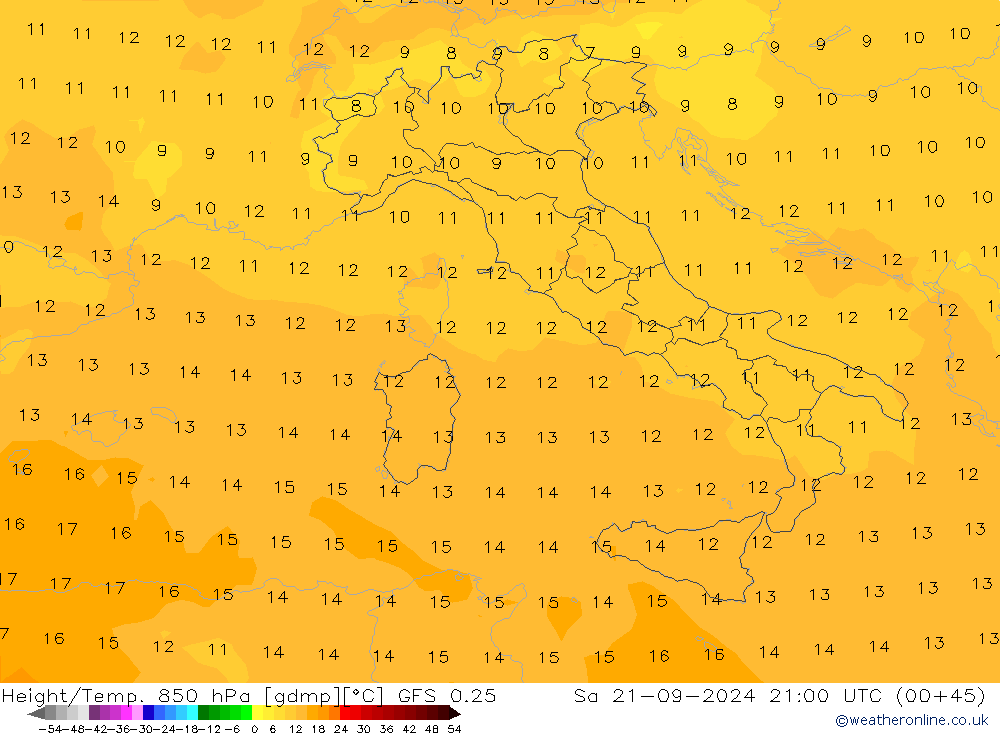 Z500/Rain (+SLP)/Z850 GFS 0.25 Sa 21.09.2024 21 UTC