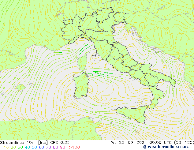 ветер 10m GFS 0.25 ср 25.09.2024 00 UTC