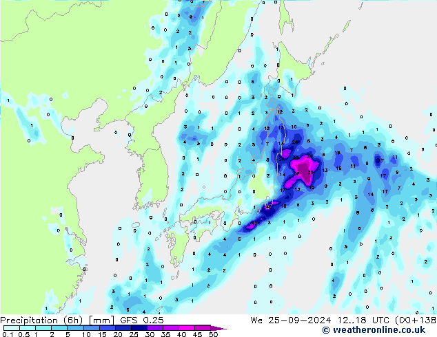 Z500/Regen(+SLP)/Z850 GFS 0.25 wo 25.09.2024 18 UTC