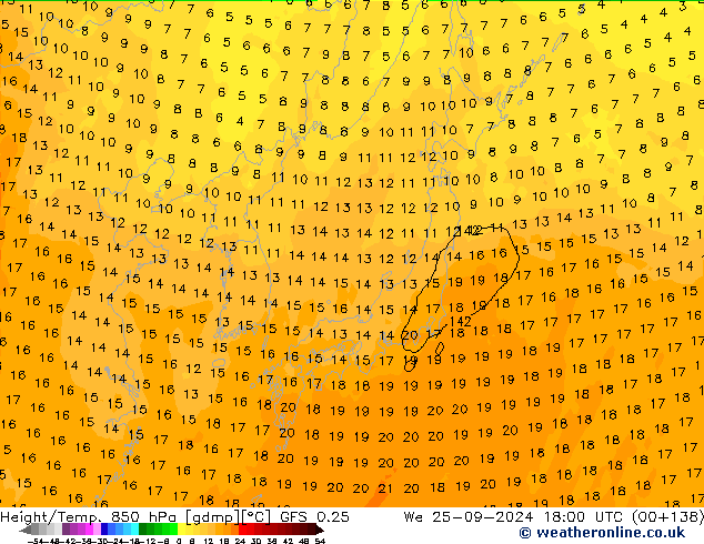 Z500/Regen(+SLP)/Z850 GFS 0.25 wo 25.09.2024 18 UTC