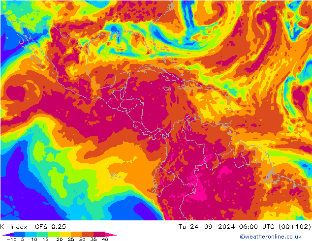 K-Index GFS 0.25 Tu 24.09.2024 06 UTC