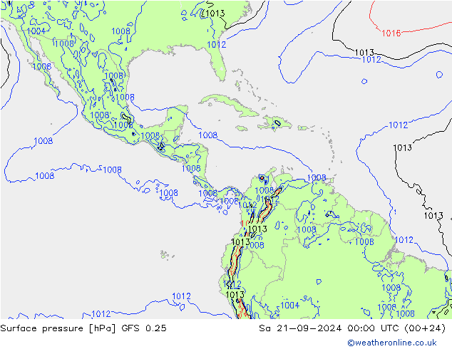 pressão do solo GFS 0.25 Sáb 21.09.2024 00 UTC