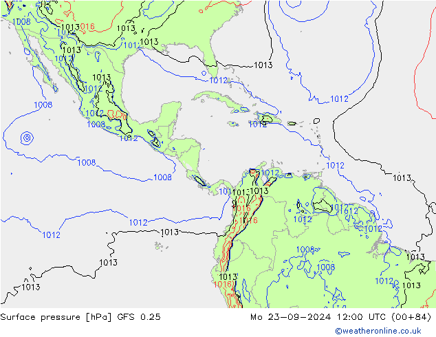 Yer basıncı GFS 0.25 Pzt 23.09.2024 12 UTC