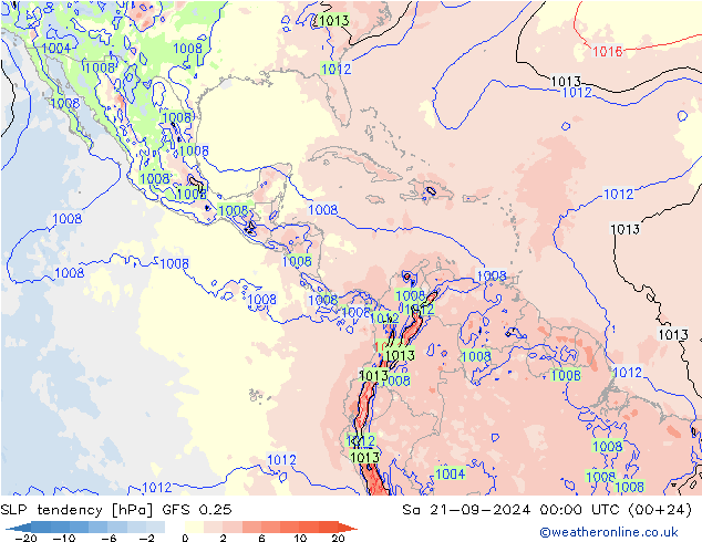 SLP tendency GFS 0.25 Sáb 21.09.2024 00 UTC