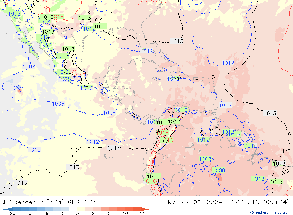 Druktendens (+/-) GFS 0.25 ma 23.09.2024 12 UTC