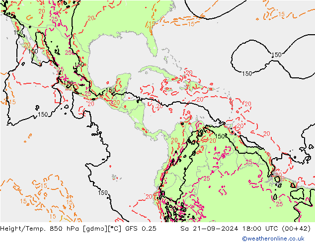 Z500/Rain (+SLP)/Z850 GFS 0.25 сб 21.09.2024 18 UTC