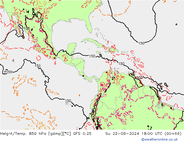 Z500/Regen(+SLP)/Z850 GFS 0.25 zo 22.09.2024 18 UTC