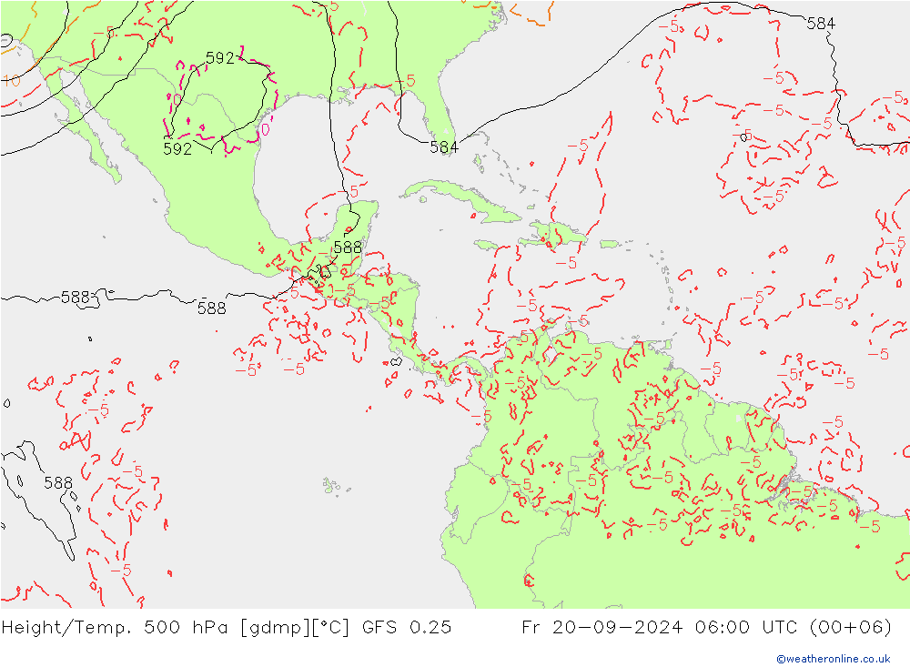 Z500/Rain (+SLP)/Z850 GFS 0.25 Fr 20.09.2024 06 UTC