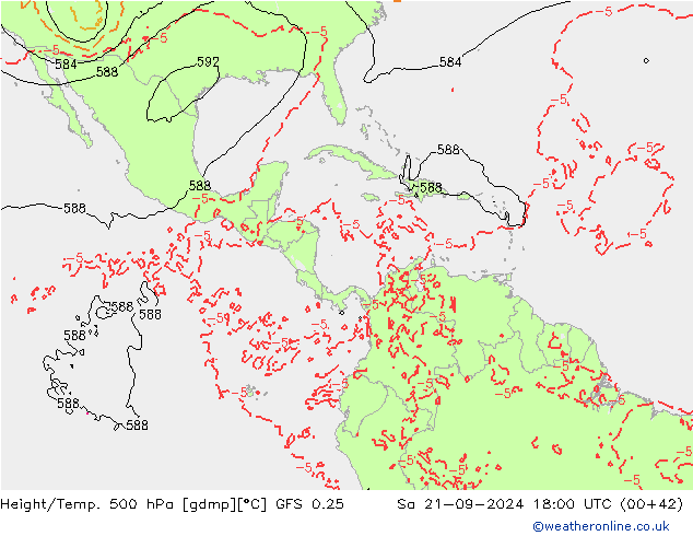 Z500/Rain (+SLP)/Z850 GFS 0.25 сб 21.09.2024 18 UTC