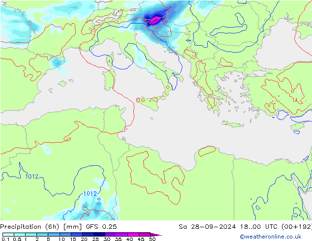 Z500/Rain (+SLP)/Z850 GFS 0.25 So 28.09.2024 00 UTC