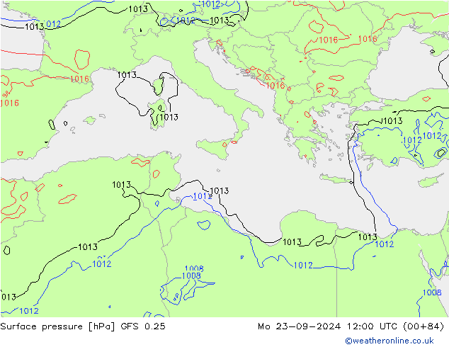 Surface pressure GFS 0.25 Mo 23.09.2024 12 UTC