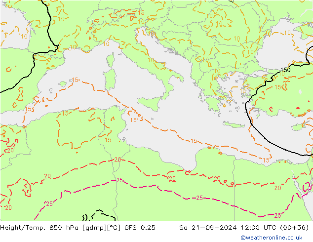 Z500/Rain (+SLP)/Z850 GFS 0.25  21.09.2024 12 UTC