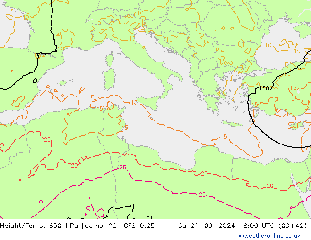 Z500/Rain (+SLP)/Z850 GFS 0.25 so. 21.09.2024 18 UTC