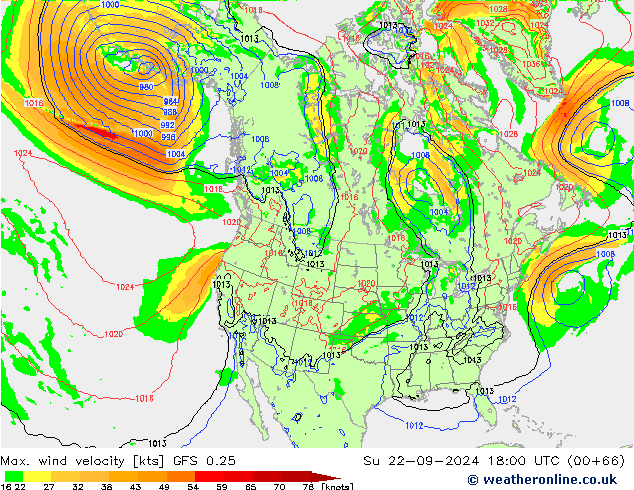 Max. wind velocity GFS 0.25 Ne 22.09.2024 18 UTC