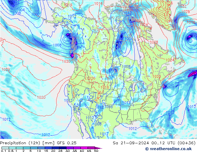 Nied. akkumuliert (12Std) GFS 0.25 Sa 21.09.2024 12 UTC