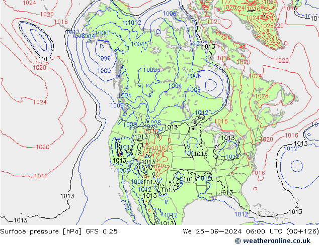 GFS 0.25: mer 25.09.2024 06 UTC