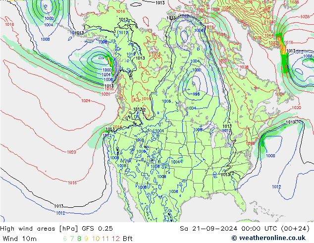 Izotacha GFS 0.25 so. 21.09.2024 00 UTC