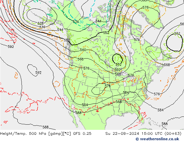 Z500/Rain (+SLP)/Z850 GFS 0.25 Ne 22.09.2024 15 UTC