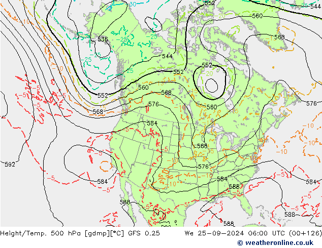 Z500/Rain (+SLP)/Z850 GFS 0.25 ср 25.09.2024 06 UTC