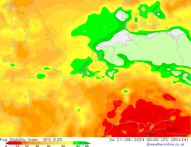 Fog Stability Index GFS 0.25 星期六 21.09.2024 00 UTC