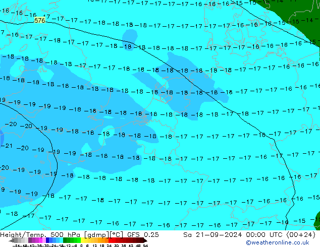 Z500/Rain (+SLP)/Z850 GFS 0.25 星期六 21.09.2024 00 UTC