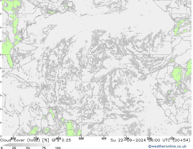 облака (сумма) GFS 0.25 Вс 22.09.2024 06 UTC