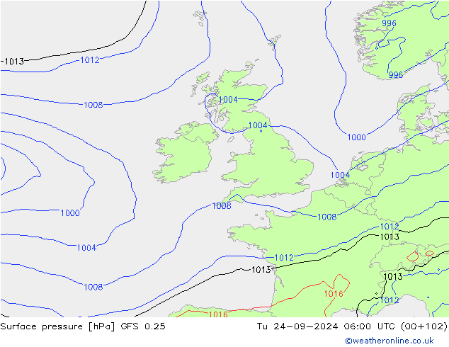 GFS 0.25: Tu 24.09.2024 06 UTC