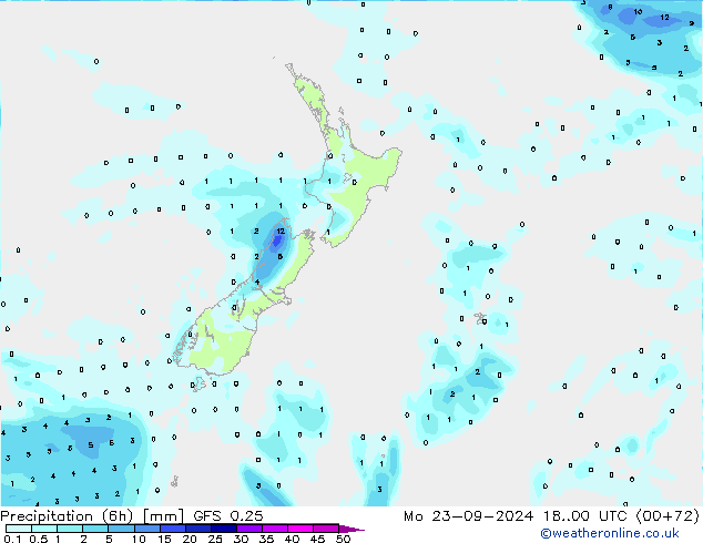 Z500/Yağmur (+YB)/Z850 GFS 0.25 Pzt 23.09.2024 00 UTC