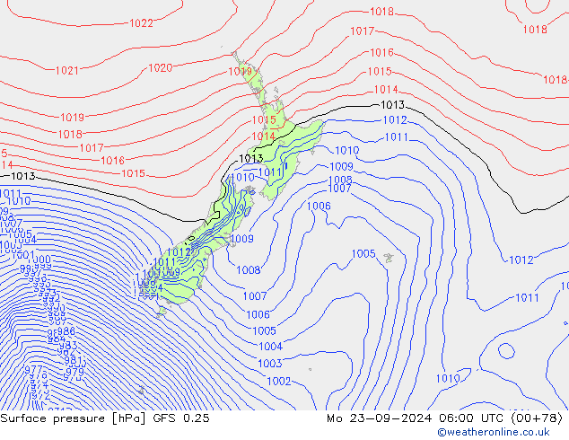 GFS 0.25: Pzt 23.09.2024 06 UTC