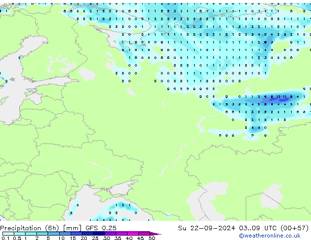 Z500/Rain (+SLP)/Z850 GFS 0.25 So 22.09.2024 09 UTC