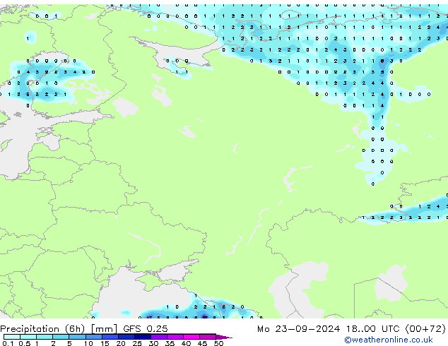 осадки (6h) GFS 0.25 пн 23.09.2024 00 UTC