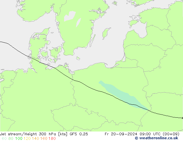 Jet stream/Height 300 hPa GFS 0.25 Fr 20.09.2024 09 UTC