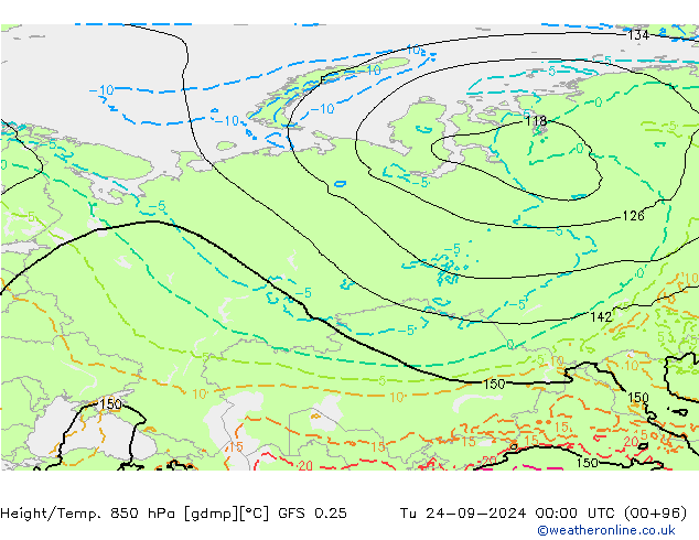 Height/Temp. 850 hPa GFS 0.25 mar 24.09.2024 00 UTC