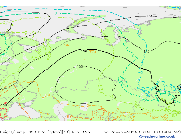 Z500/Rain (+SLP)/Z850 GFS 0.25  28.09.2024 00 UTC