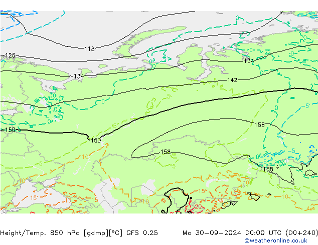 Z500/Rain (+SLP)/Z850 GFS 0.25 pon. 30.09.2024 00 UTC