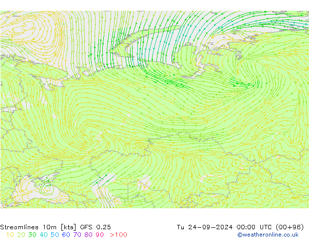 Linea di flusso 10m GFS 0.25 mar 24.09.2024 00 UTC