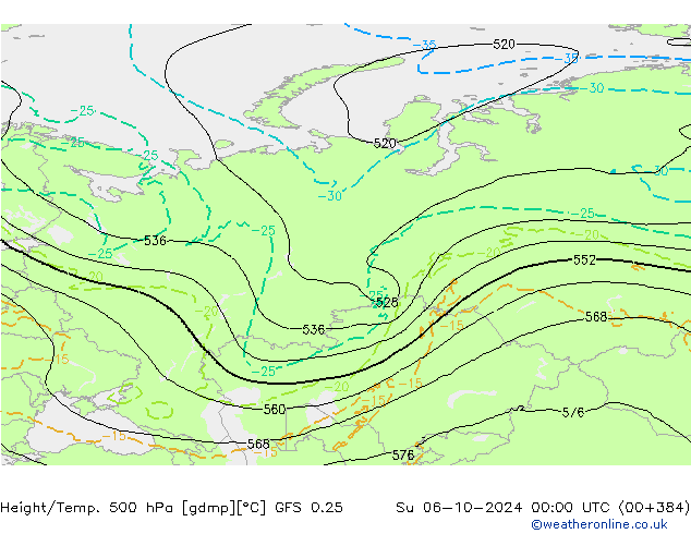 Z500/Regen(+SLP)/Z850 GFS 0.25 zo 06.10.2024 00 UTC