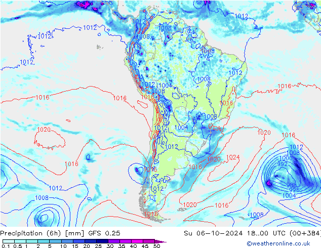 Z500/Rain (+SLP)/Z850 GFS 0.25 Ne 06.10.2024 00 UTC