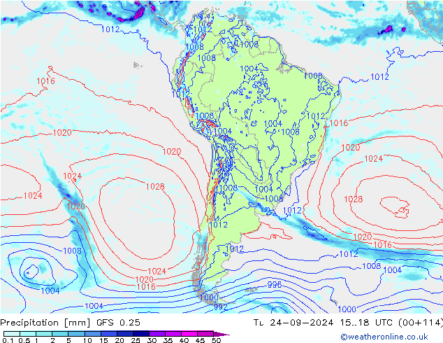 GFS 0.25: Út 24.09.2024 18 UTC