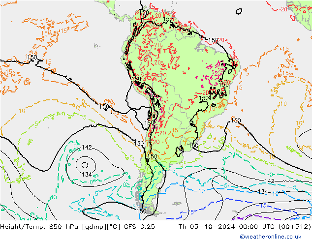 Z500/Regen(+SLP)/Z850 GFS 0.25 do 03.10.2024 00 UTC