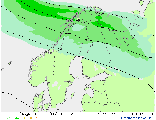 Courant-jet GFS 0.25 ven 20.09.2024 12 UTC