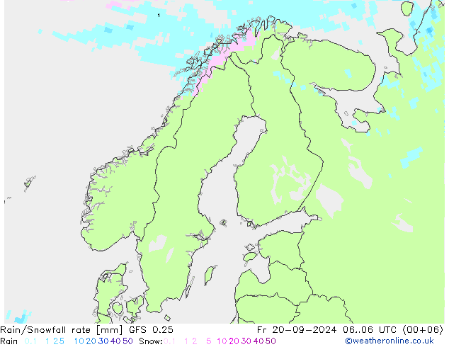 Regen/Schneefallrate GFS 0.25 Fr 20.09.2024 06 UTC